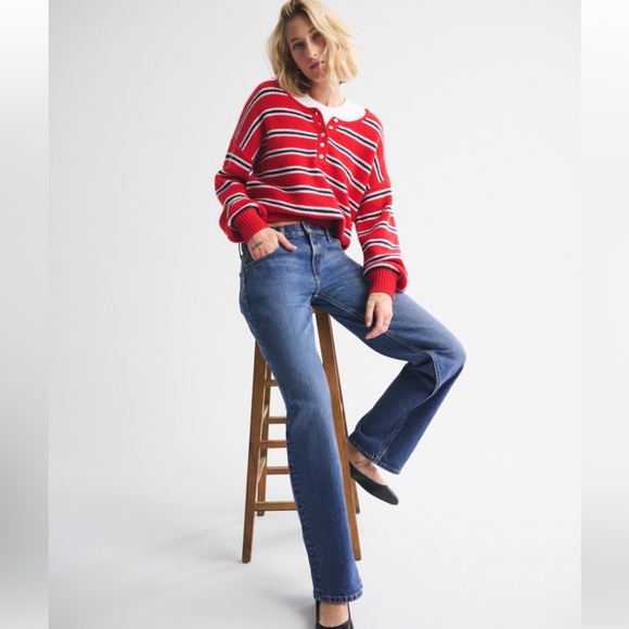 ABERCROMBIE 90s LOW Rise RELAXED JEANS SIZE 28l 28 long Medium wash - Picture 2 of 6